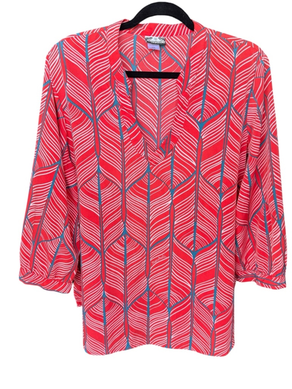 Manuhealii blouse top v neck long sleeve polyester XL